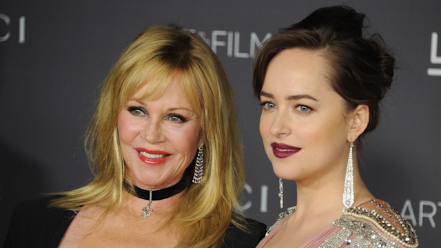 Melanie Griffith and Dakota Johnson arrive at the 2017 LACMA Art + Film Gala honoring Mark Bradford and George Lucas at LACMA on November 4, 2017 in Los Angeles, California