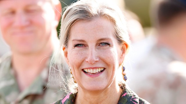 Sophie, Duchess of Edinburgh, in her role as Royal Colonel 5th Battalion, The Rifles, attends a 5 RIFLES Homecoming Parade at Picton Barracks on October 4, 2024 in Bulford, England. The homecoming parade marks the return of 5 RIFLES following a 6-month operational deployment to Estonia on Operation CABRIT in support of NATO's Enhanced Forward Presence. During the parade the duchess will present Coronation Medals and Wider Service Medals. (Photo by Max Mumby/Indigo/Getty Images)