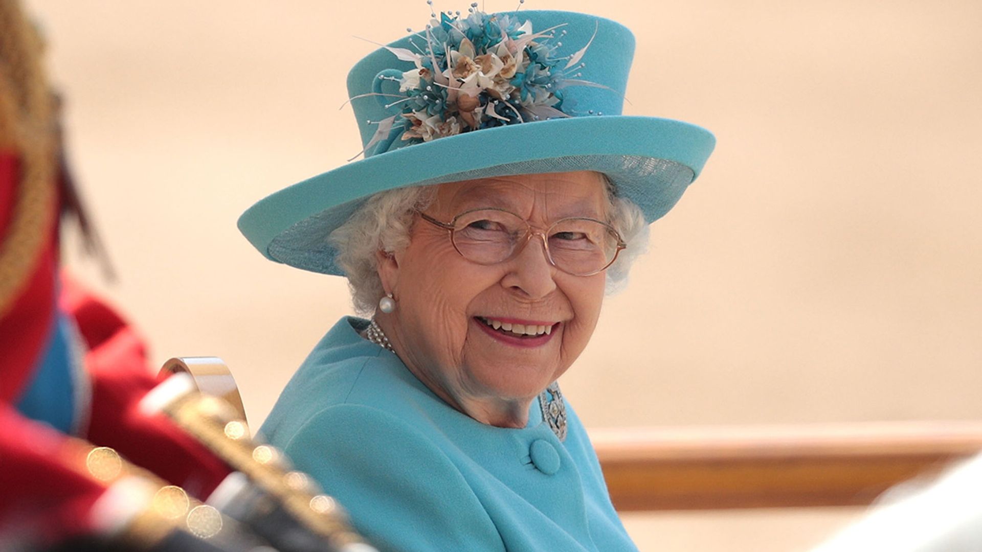 the queen in blue trooping
