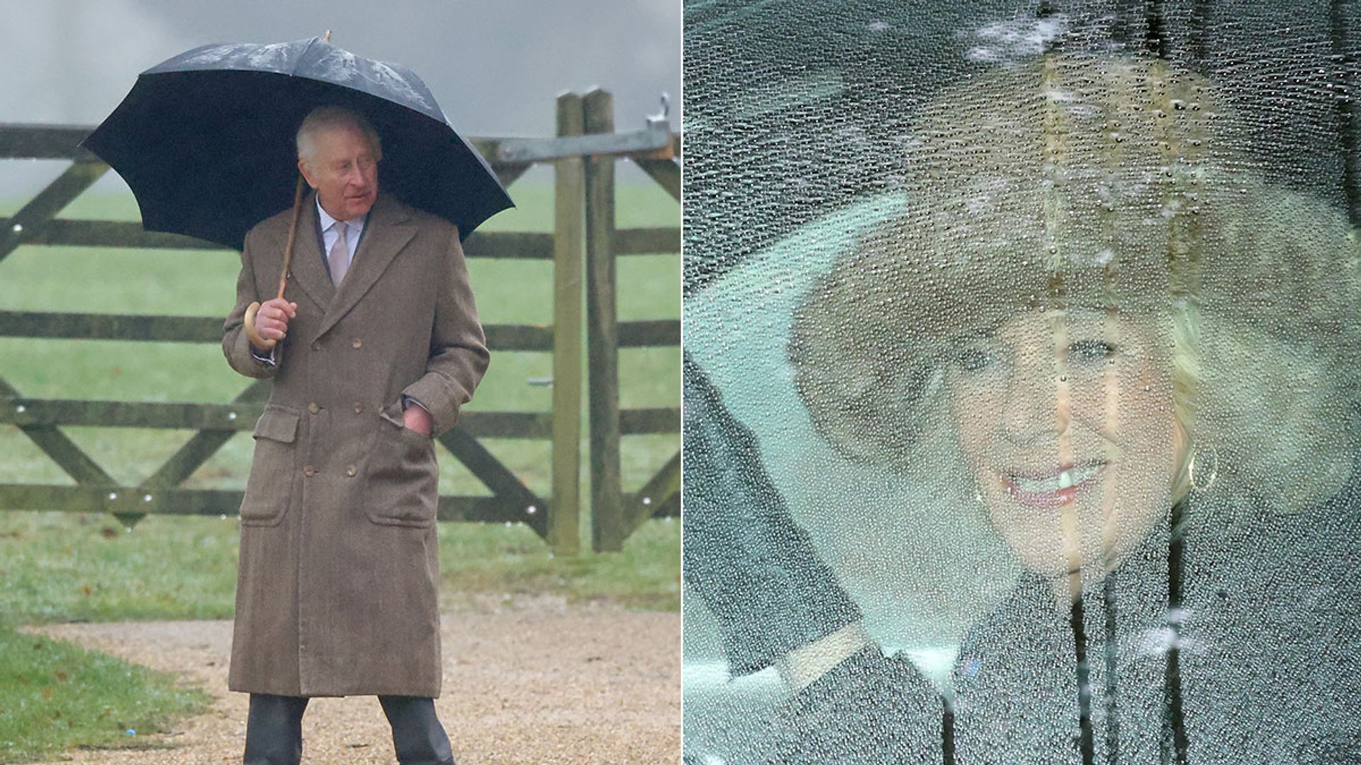 King Charles and Queen Camilla brave the rain for first joint outing of the year