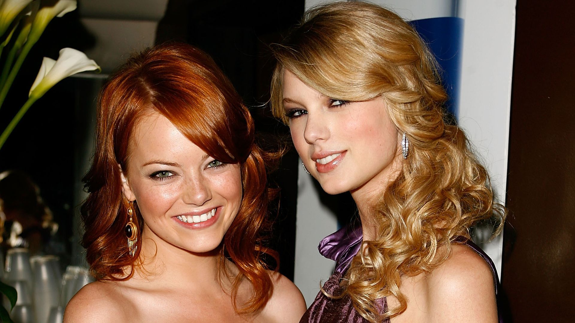 Emma Stone and singer Taylor Swift during cocktails at Hollywood Life Magazine?s 10th Annual Young Hollywood Awards at the Avalon on April 27, 2008 in Los Angeles, California
