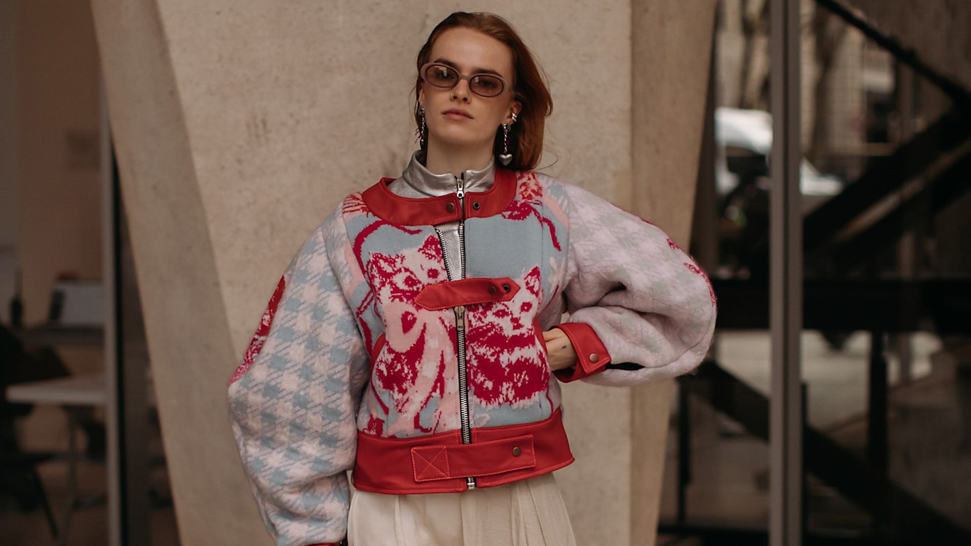 woman in colourful jacket 