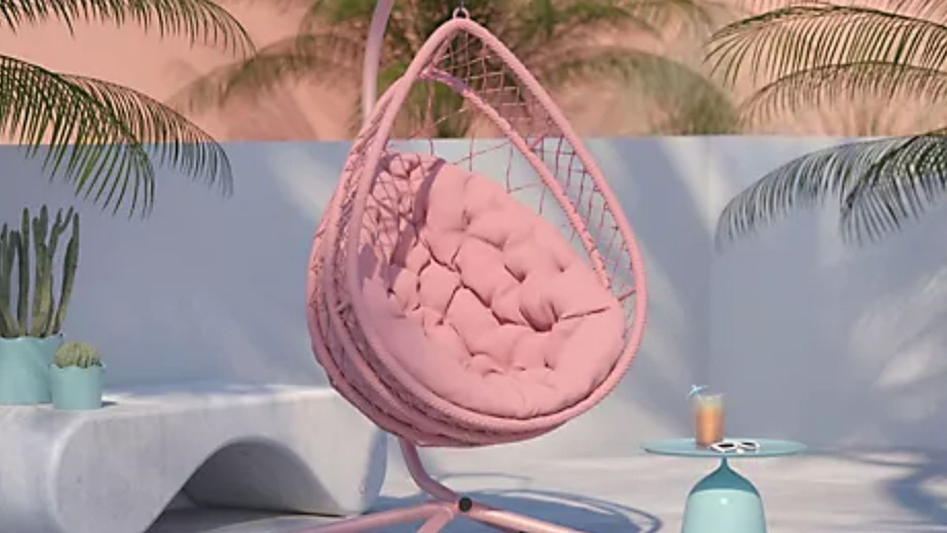 QVC egg chair in pink