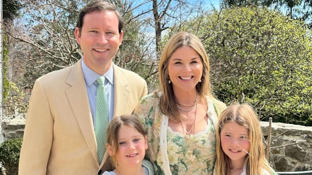 Jenna Bush Hager photographed with Hal Hager, daughters Mila and Poppy, and son Hal