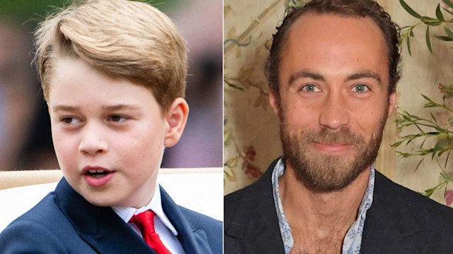 A split image of Prince George and James Middleton