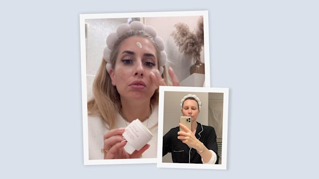 Stacey Solomon and Katherine Robinson wearing the Amazon Spa Headband