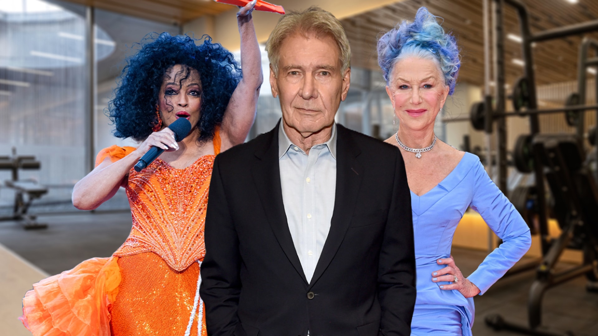 Diana Ross on the far left, Harrison Ford in the middle and Helen Mirren on the right