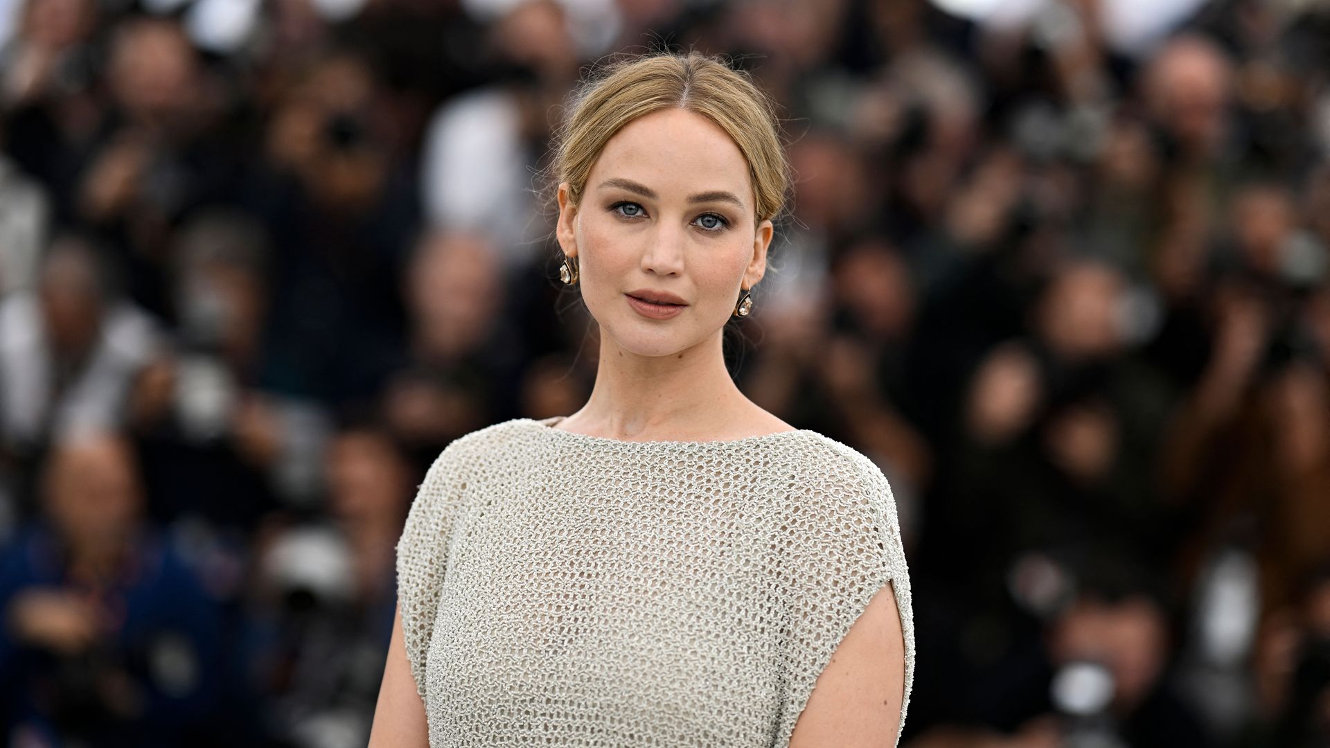 Jennifer Lawrence poses during a photocall for the film "Bread and Roses" at the 76th edition of the Cannes Film Festival in Cannes, southern France, on May 21, 2023