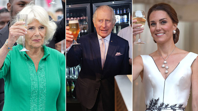 Royals toasting - Queen Camilla, King Charles and Kate Middletonac