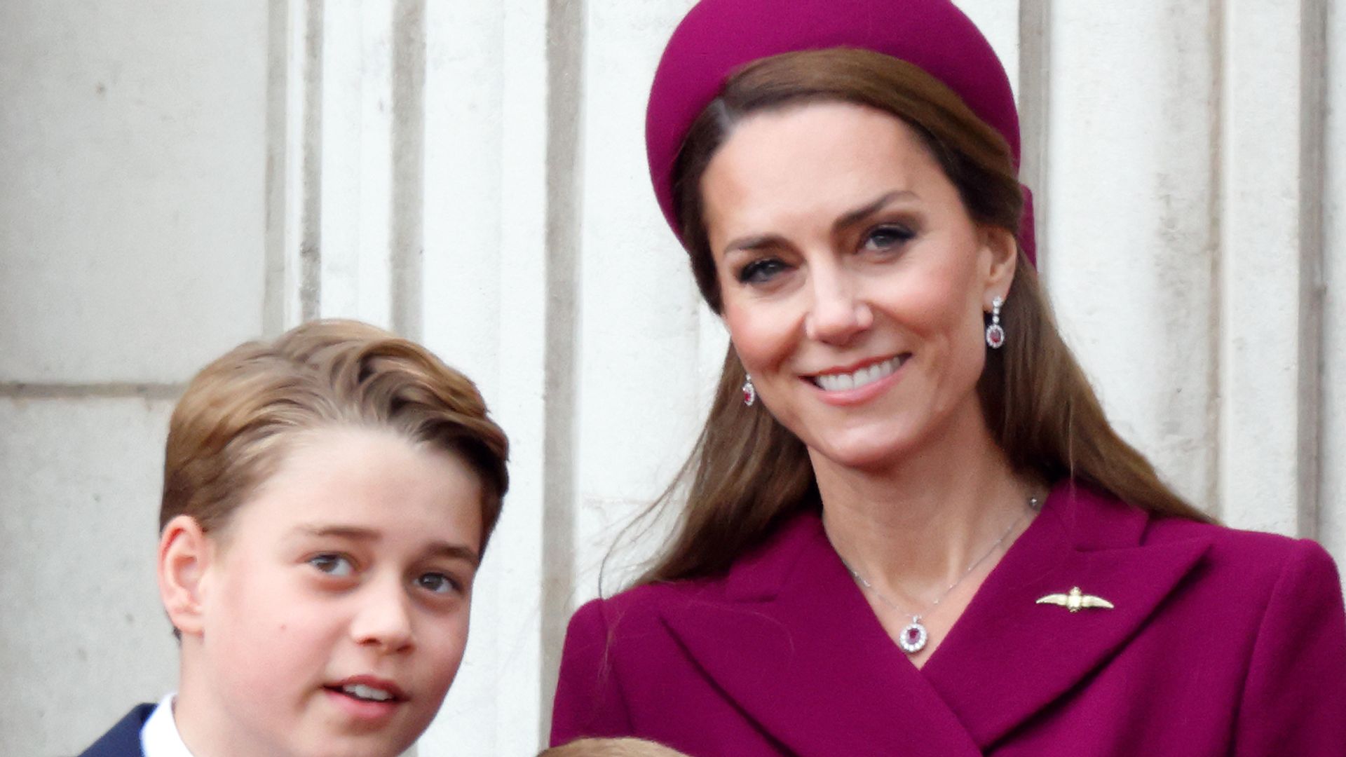 Kate and George on balcony on VE Day