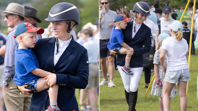 Zara Tindall with her children, Mia, Lena and Lucas at Badminton Horse Trials