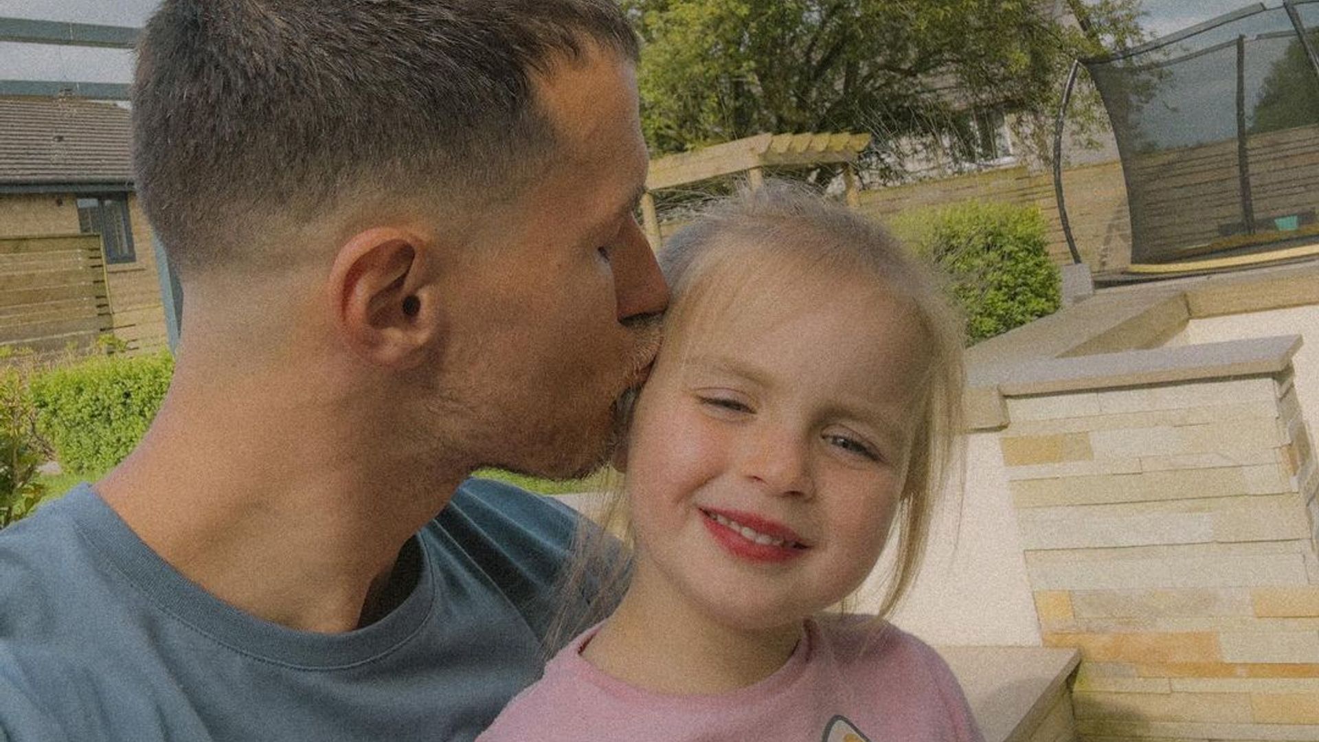 Gorka Marquez kissing daughter Mia in the face 