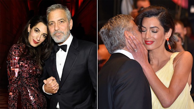 George and Amal Clooney pose together