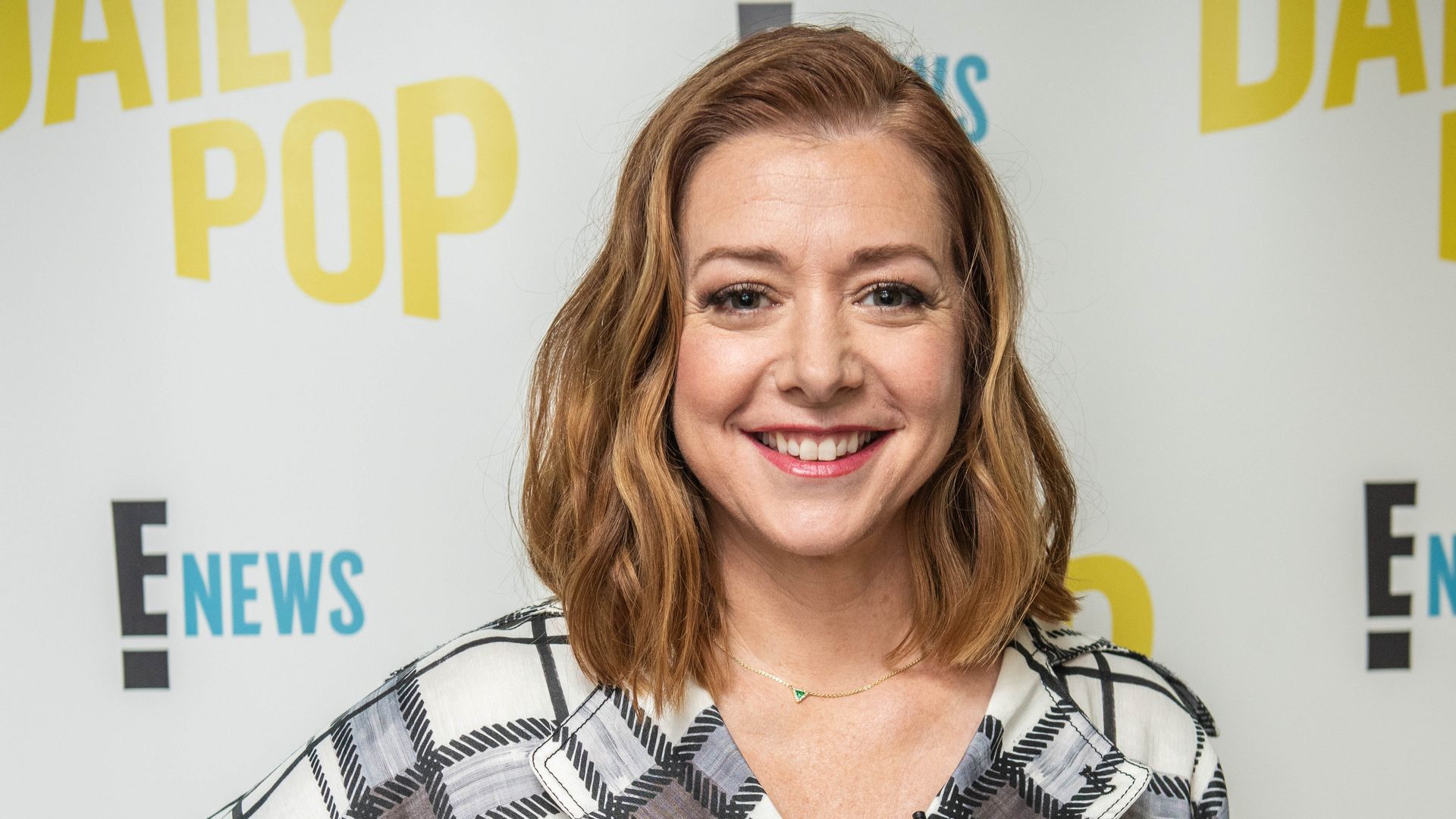Alyson Hannigan promoting her movie, "Abducted: The Mary Stauffer Story" on Daily Pop