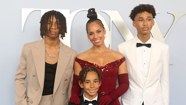 Alicia Keys with her sons attend The 77th Annual Tony Awards at David H. Koch Theater at Lincoln Center on June 16, 2024 in New York City