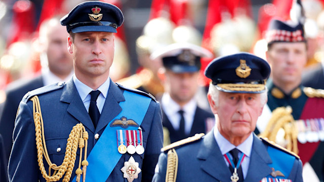 Charles and William at queen's funeral