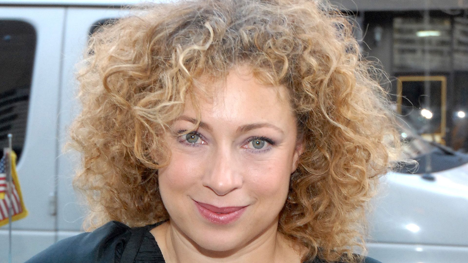 Alex Kingston posing in New York City