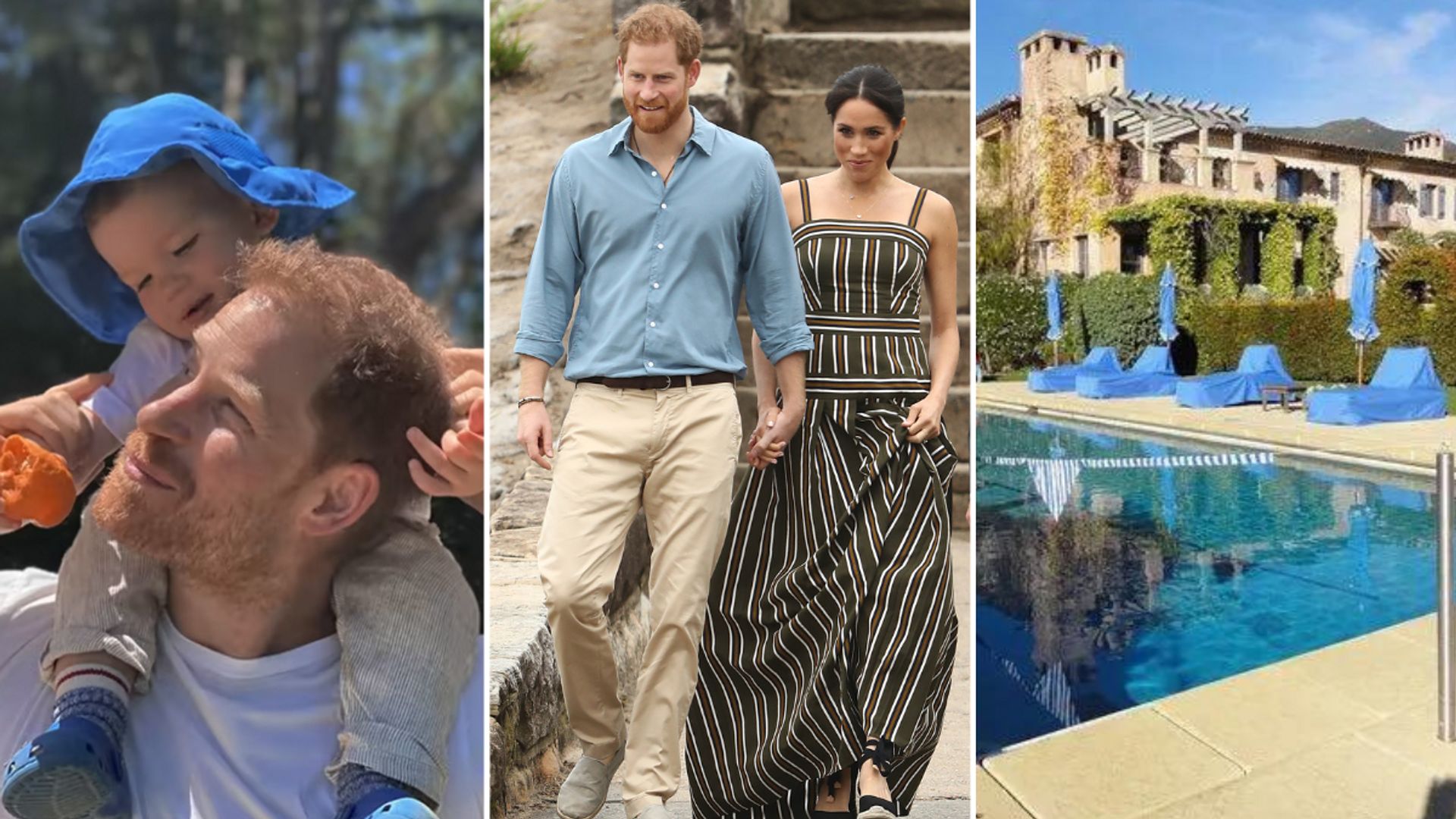 prince harry with archie and with meghan markle 