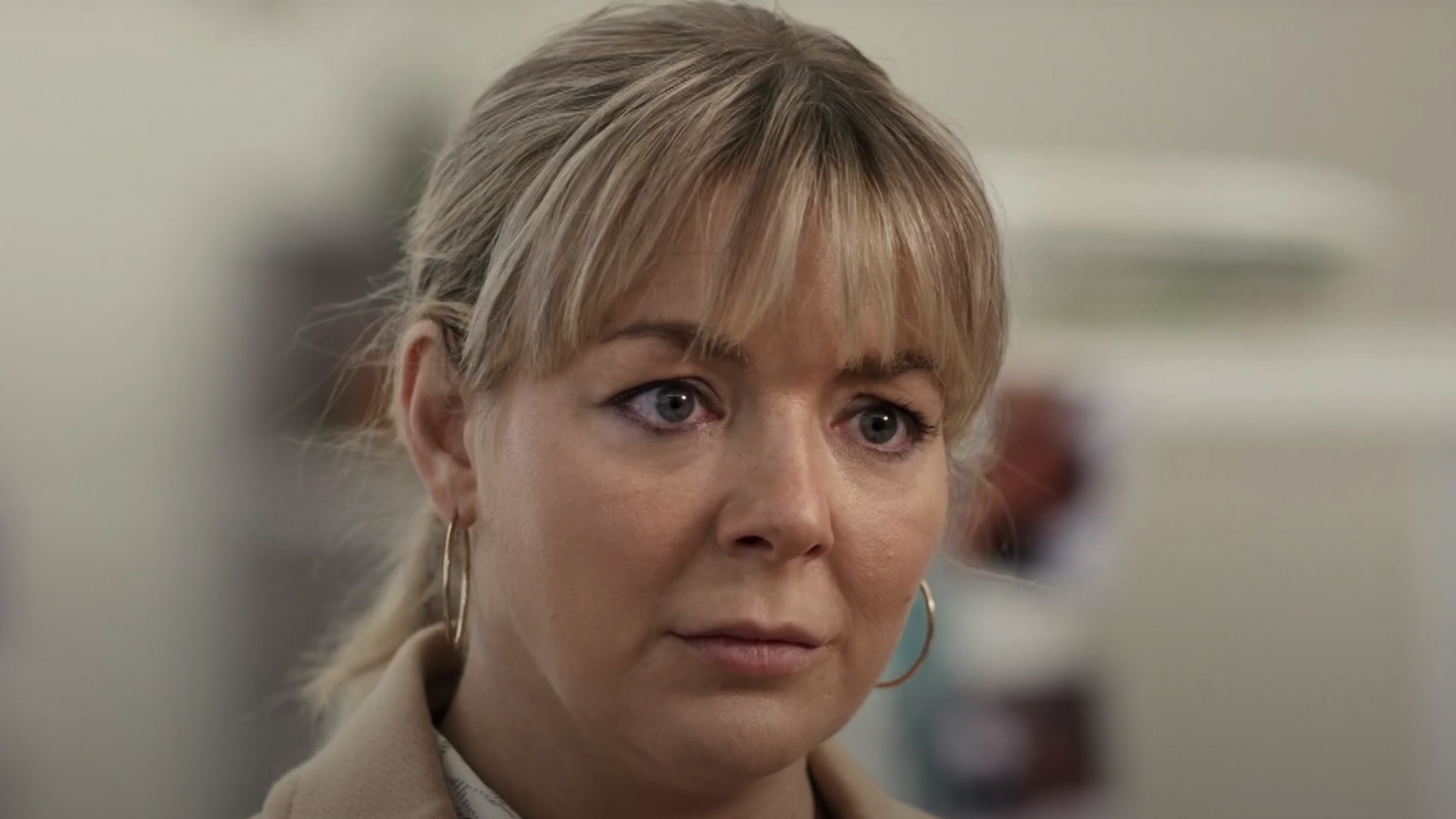 close-up of blonde woman