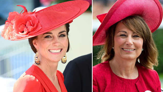 Kate Middleton and Carole Middleton in red