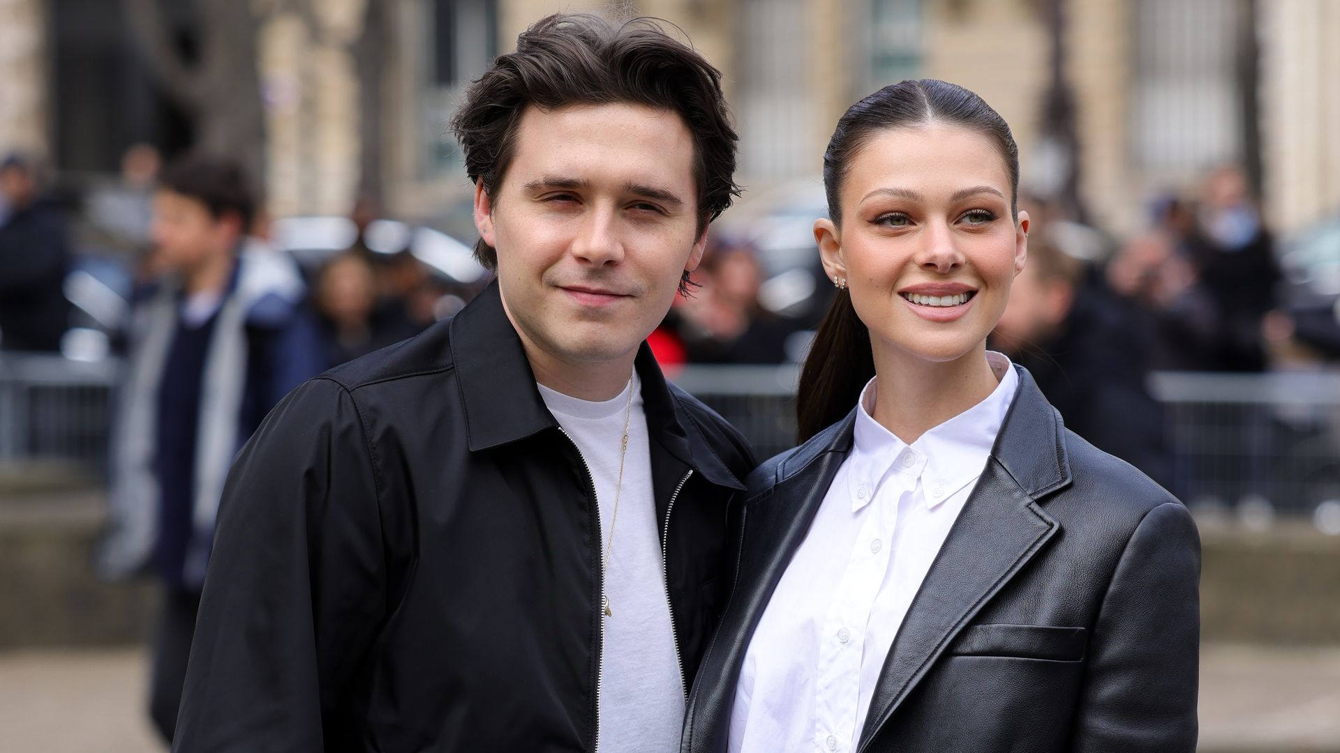 PARIS, FRANCE - MARCH 07: Brooklyn Beckham and Nicola Peltz attend the Miu Miu Womenswear Fall Winter 2023-2024 show as part of Paris Fashion Week on March 07, 2023 in Paris, France. (Photo by Pierre Suu/Getty Images)