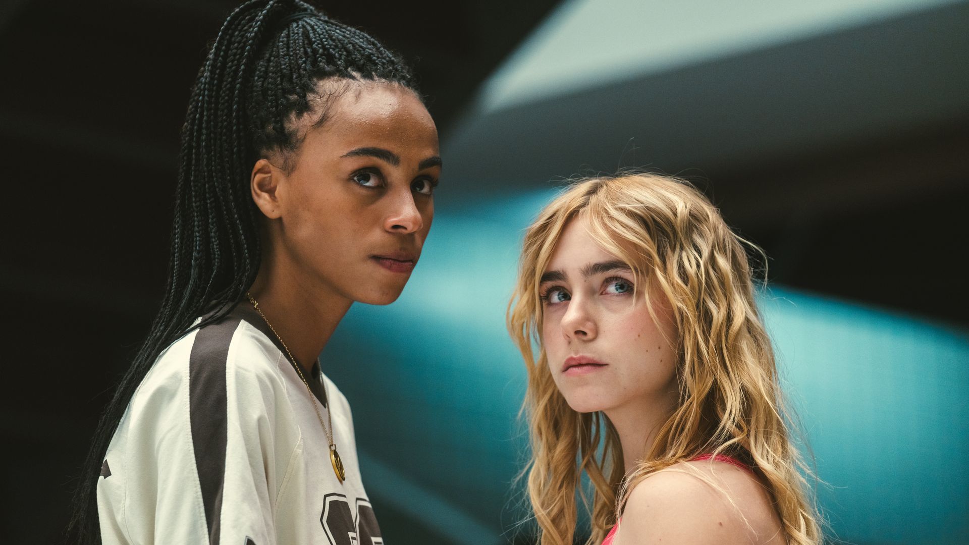 two young women looking up