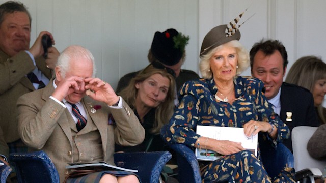 King Charles III & Queen Camilla attend the annual Braemar Gathering at The Princess Royal and Duke of Fife Memorial Park.
