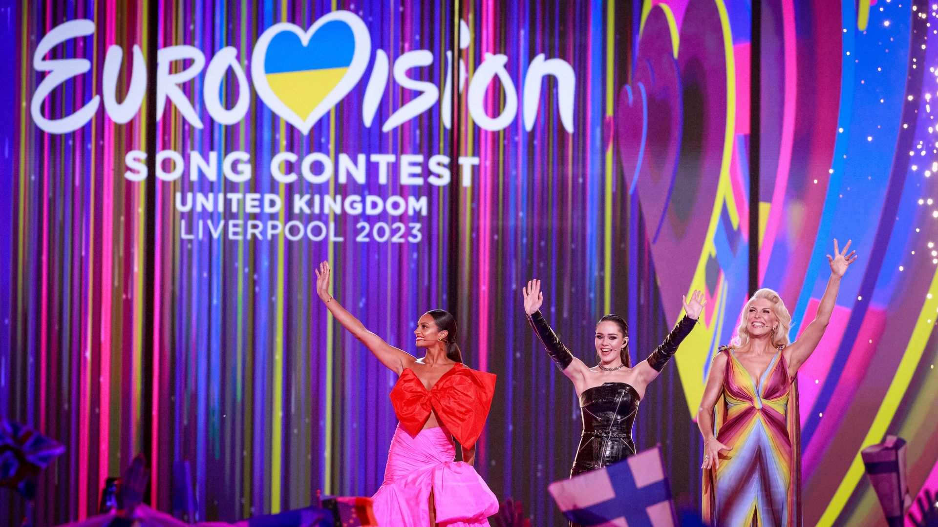 Alesha Dixon; Julia Sanina; Hannah Waddingham at Eurovision semi final 1 