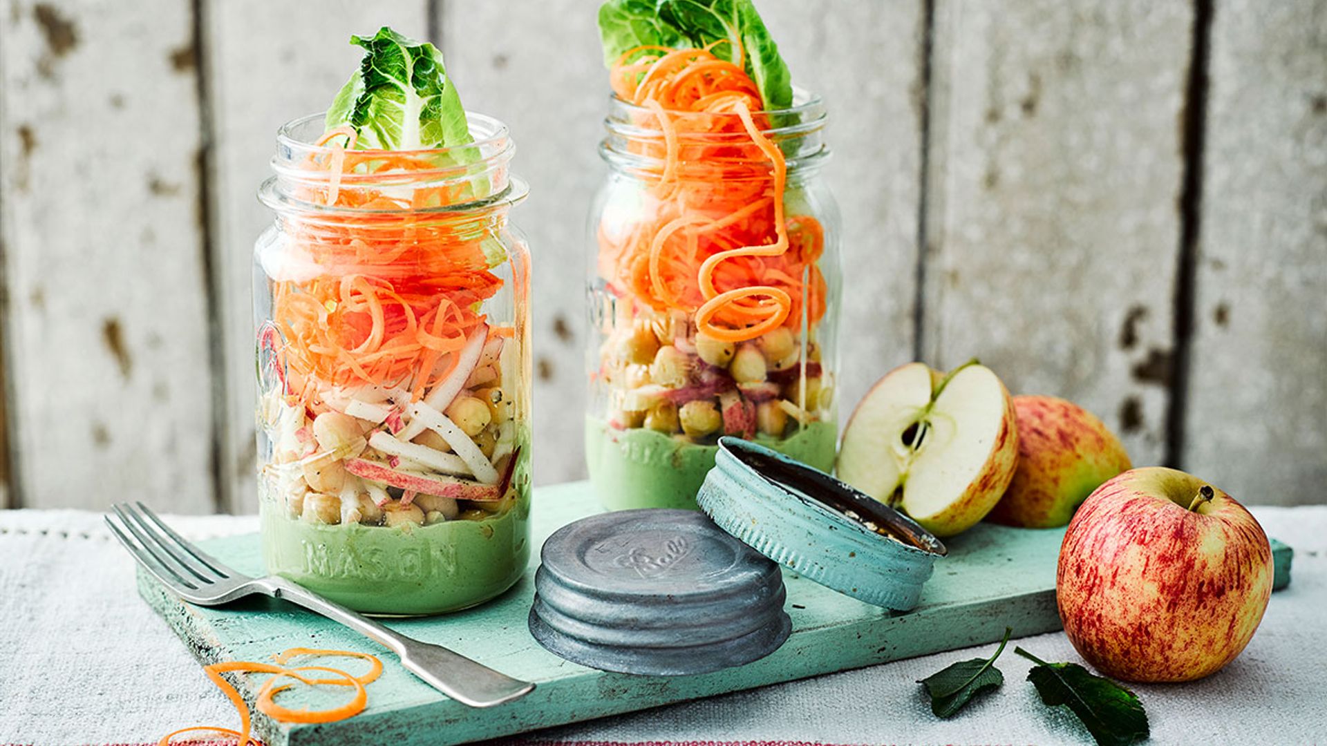 apple vegan salad jar