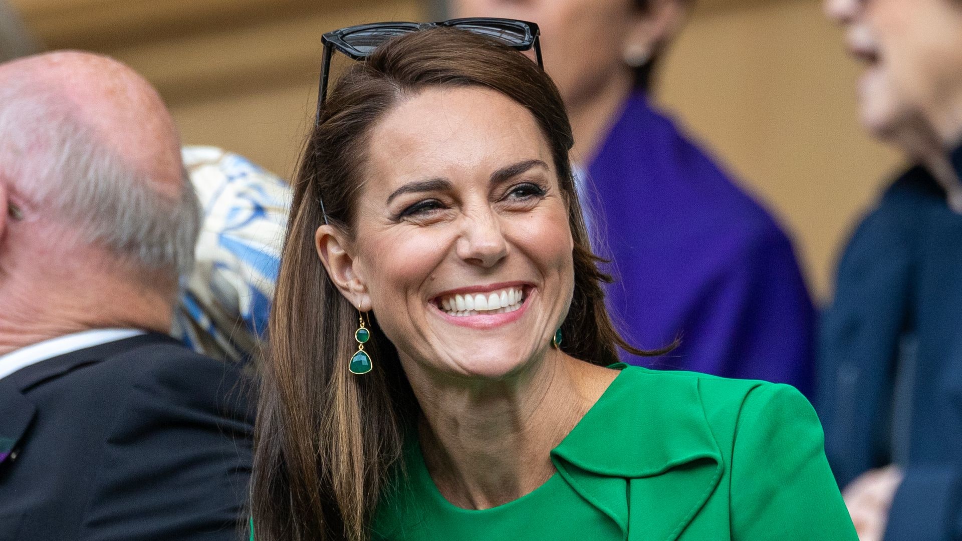 Kate Middleton smiling in the Royal Box