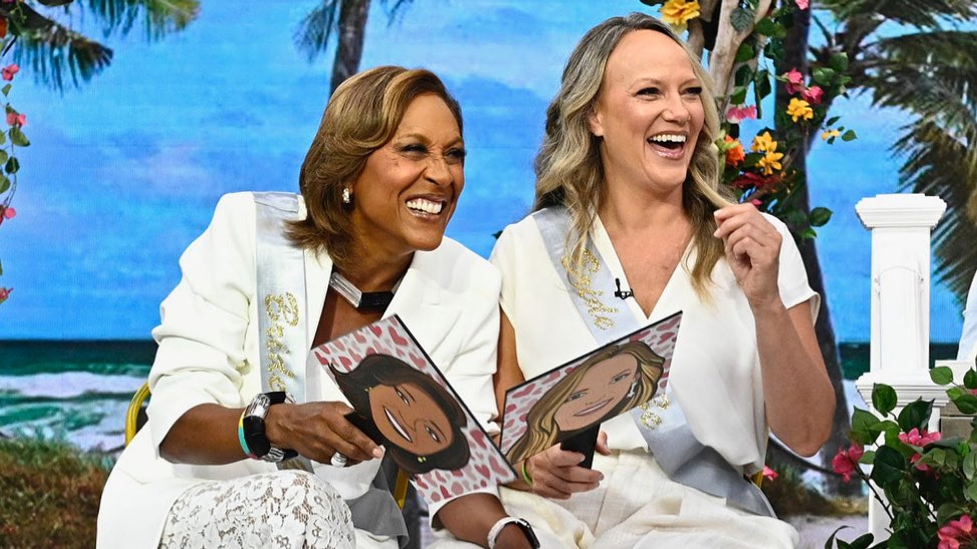 Robin Roberts and Amber Laign during their Good Morning America bachelorette party