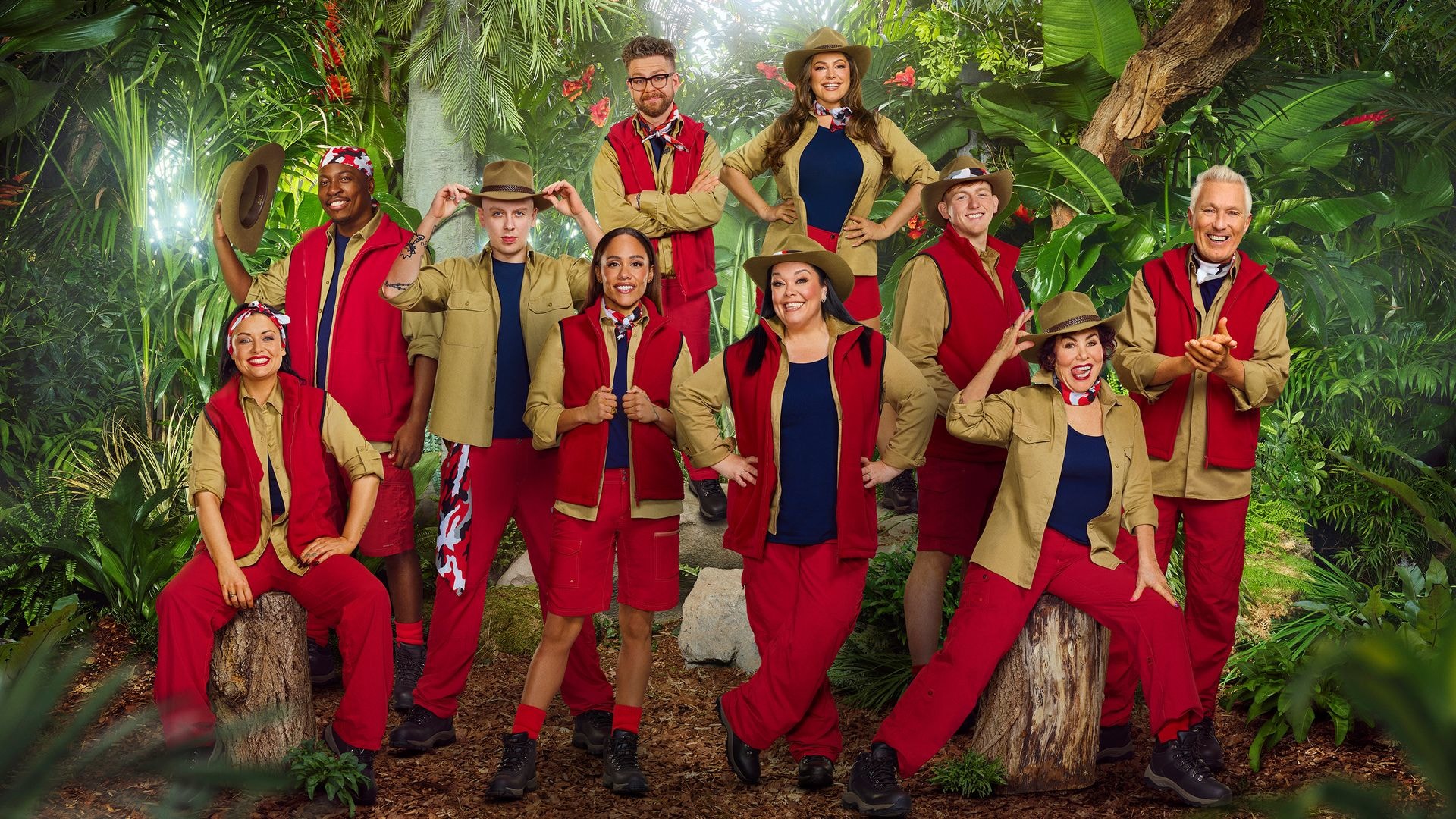 people in red and beige uniform in jungle setting