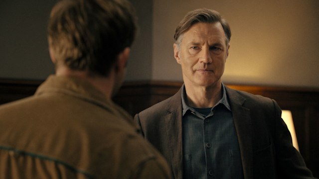 David Morrissey and Leo Woodall in Prime Target