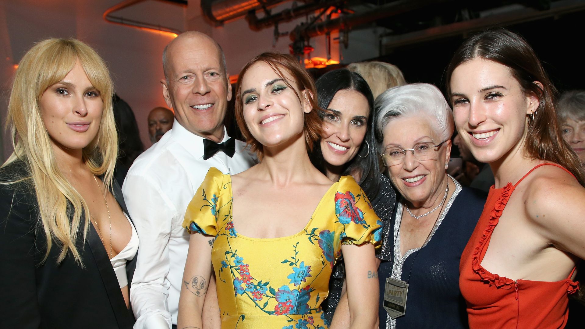 Rumer Willis, Bruce Willis, Tallulah Belle Willis, Demi Moore, Marlene Willis and Scout LaRue Willis attend the after party for the Comedy Central Roast of Bruce Willis at NeueHouse on July 14, 2018 in Los Angeles, California