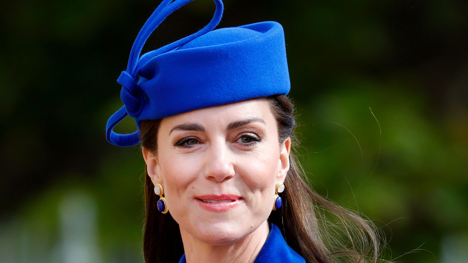 Kate Middleton wearing blue catherine walker coat dress at Easter Mattins Service 