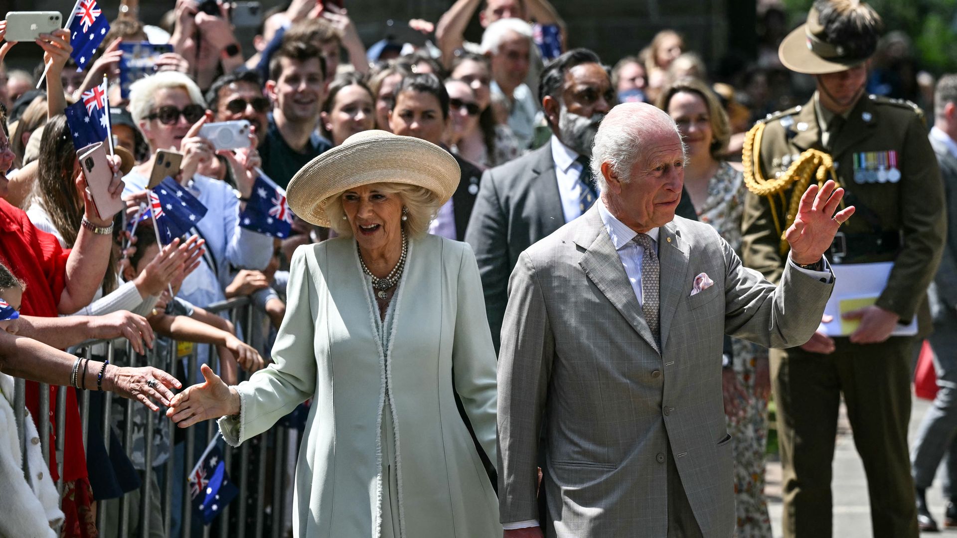 King Charles and Queen Camilla greet excited crowds at Sydney church service