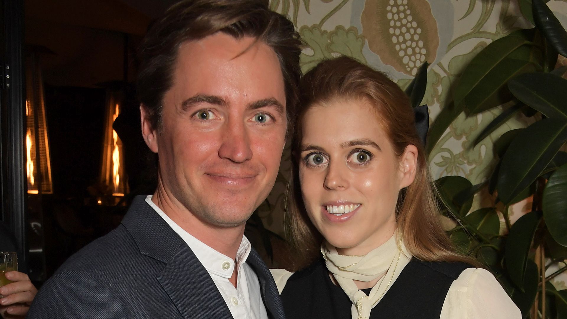 Edoardo Mapelli Mozzi in a suit and Princess Beatrice in a blouse