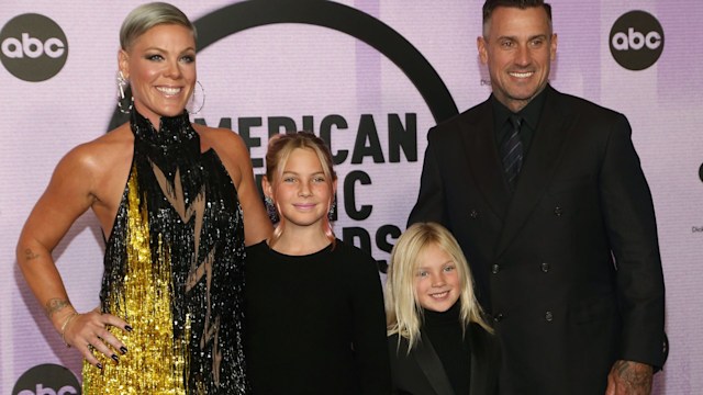 Pink and Carey Heart with their two children