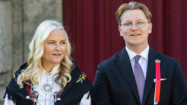 Crown Princess Mette Marit (L) and Princde Sverre Magnus on national day