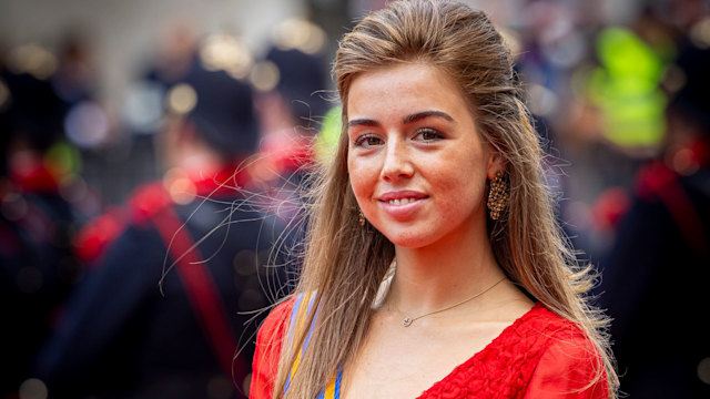 Princess Alexia wearing red dress