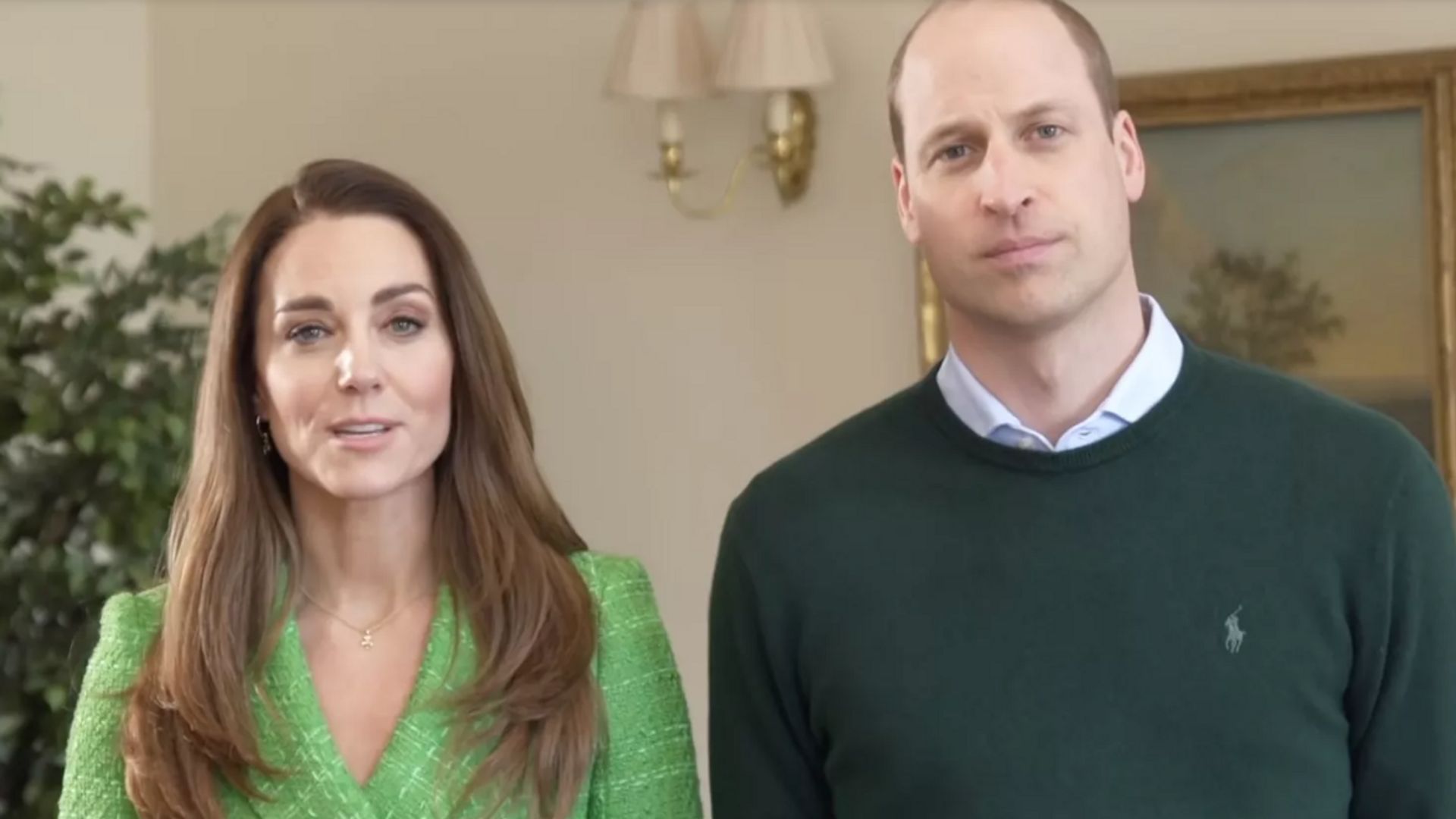 kate in apple green blazer with william