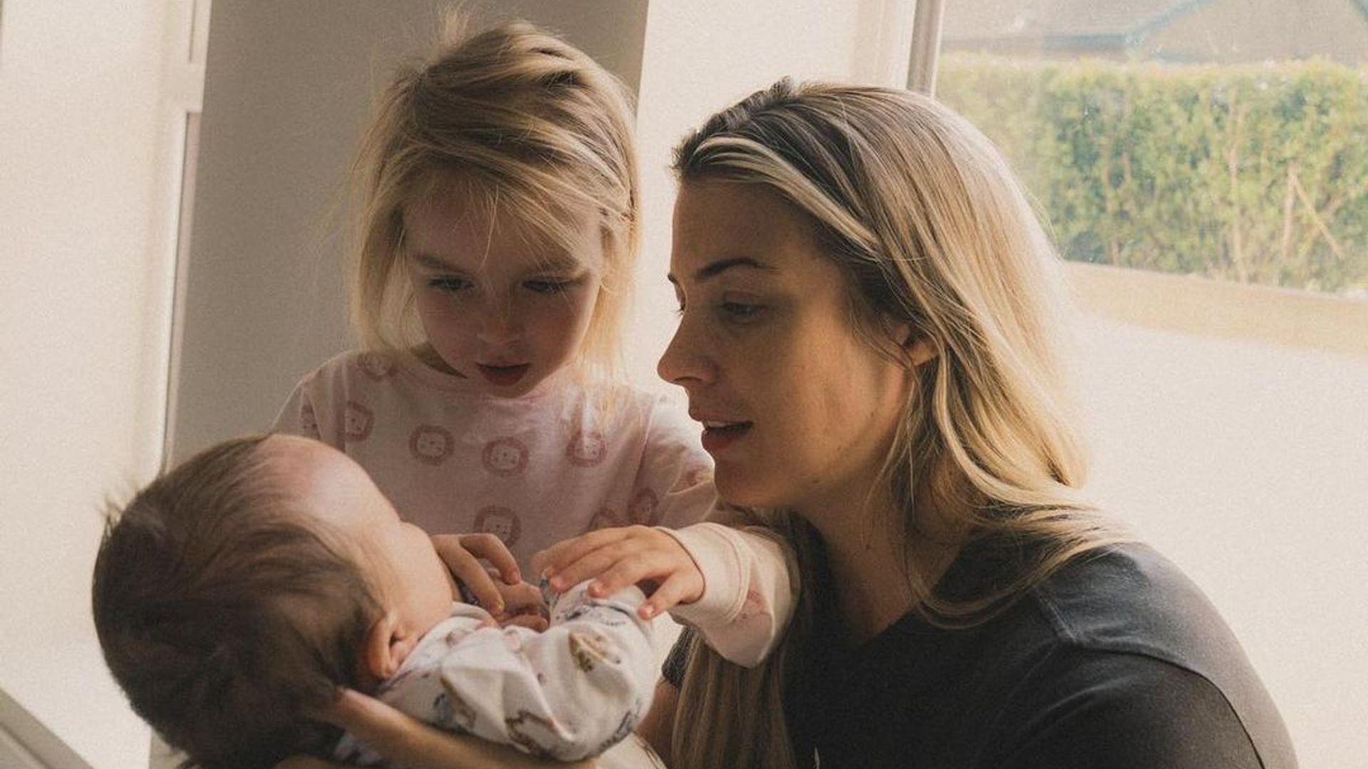 Gemma Atkinson at home with children Mia and Thiago