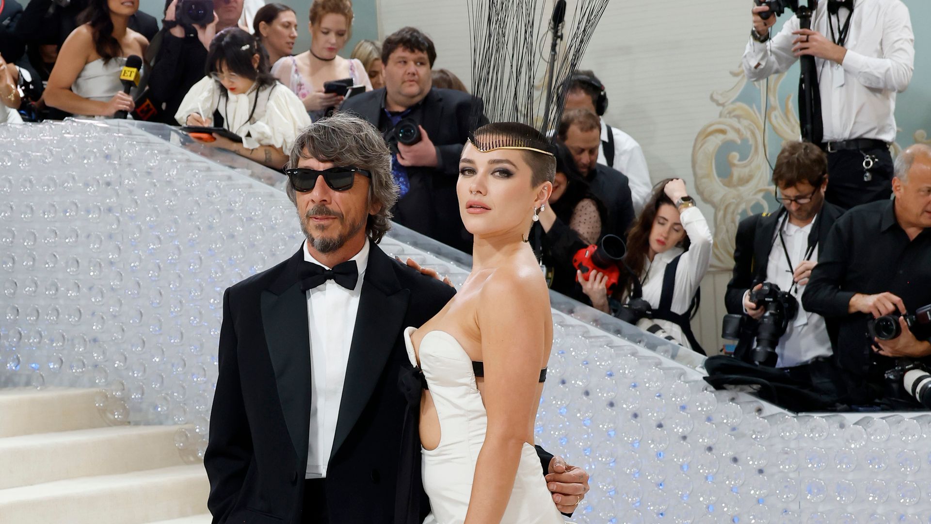 NEW YORK, NEW YORK - MAY 01: (L-R) Pier Paolo Piccioli and Florence Pugh attend The 2023 Met Gala Celebrating "Karl Lagerfeld: A Line Of Beauty" at The Metropolitan Museum of Art on May 01, 2023 in New York City. (Photo by Mike Coppola/Getty Images)