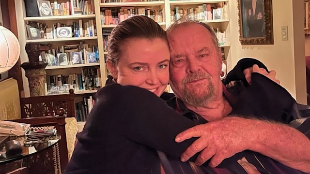Lorraine Nicholson hugs her father Jack Nicholson in a photo from inside his home, shared on Instagram