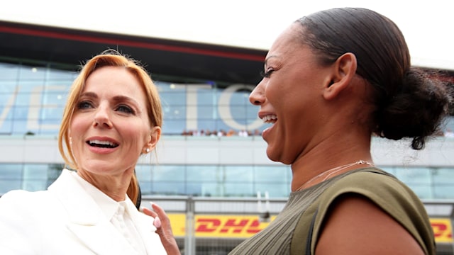 A photo of Mel B laughing with Geri Halliwell