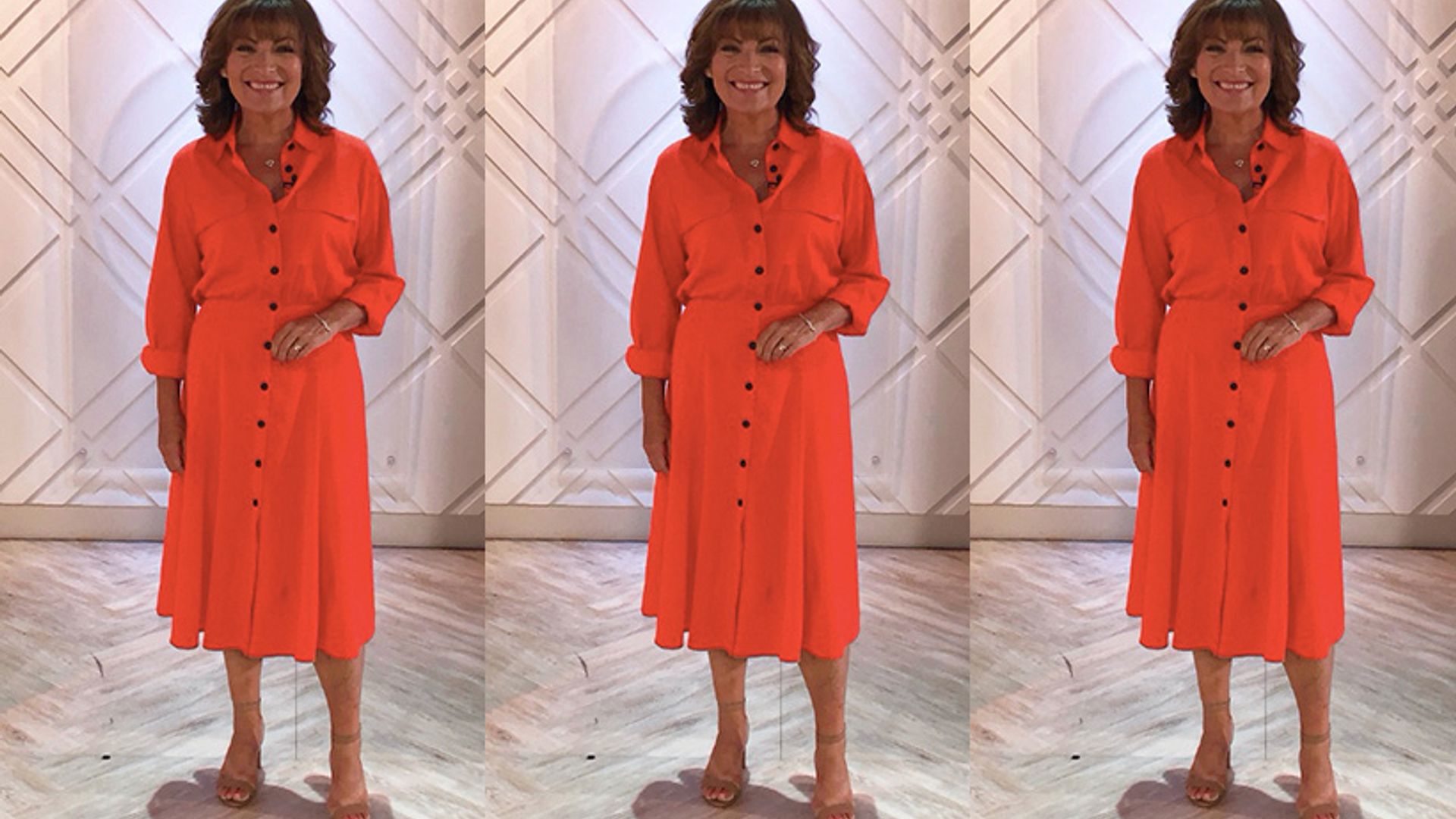 lorraine kelly orange dress this morning
