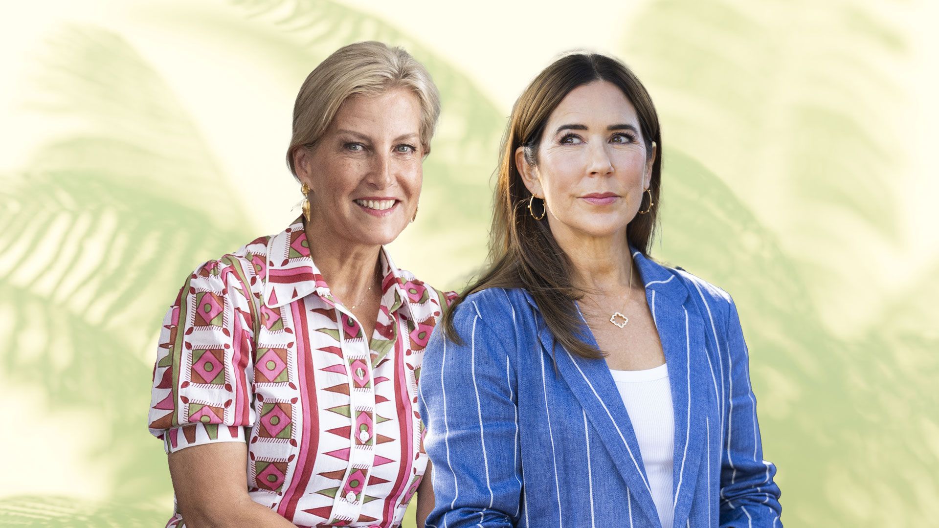 duchess sophie and queen mary with leafy backdrop