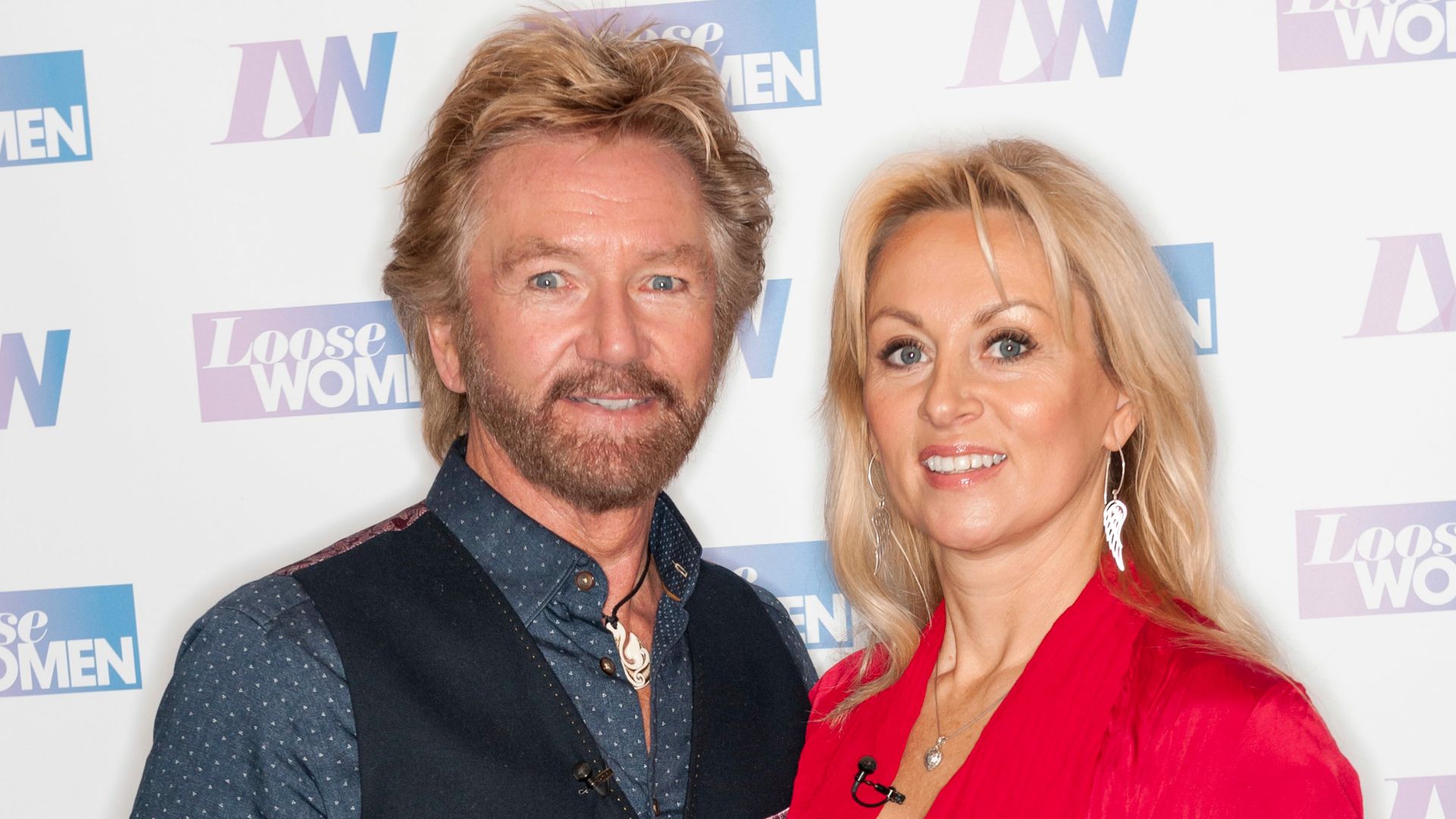 Noel Edmonds standing with wife Liz