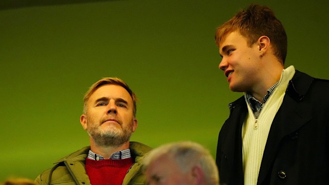 Gary Barlow with his son Daniel at a football match