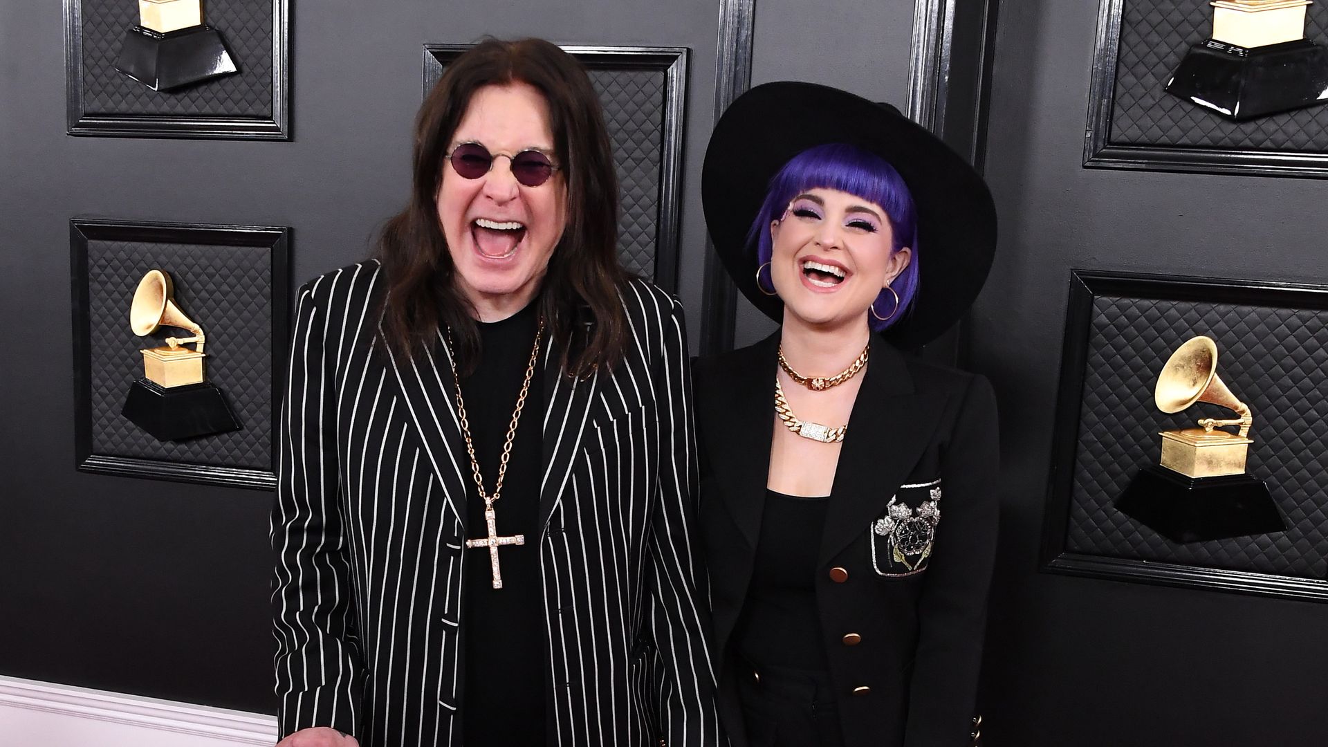 Ozzy Osbourne and Kelly Osbourne arrives at the 62nd Annual GRAMMY Awards at Staples Center on January 26, 2020 in Los Angeles, California